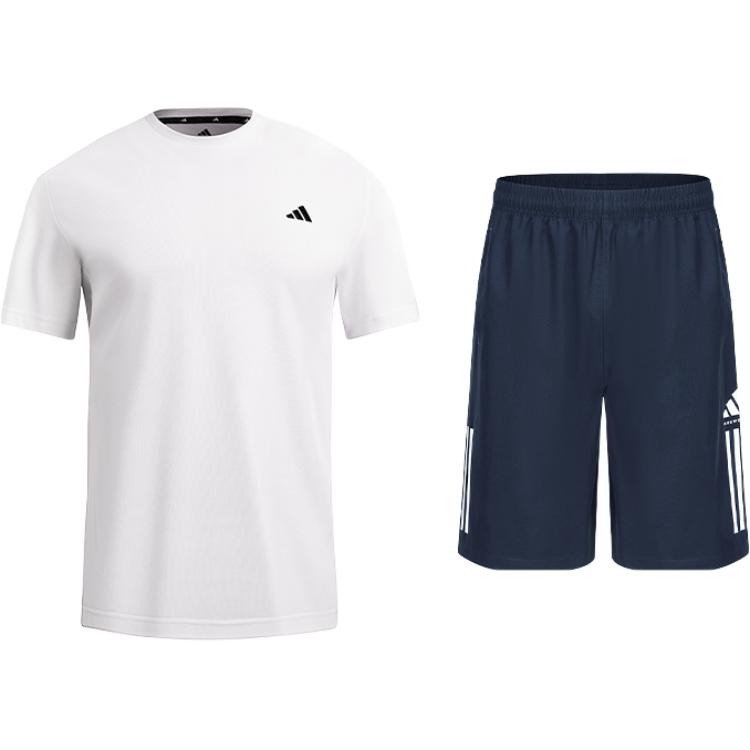 

Adidas Quick-Drying Breathable Solid Color Loose Short Sleeve Shorts Casual Sports Set Men Sets KC3740+S21ATMSH1T-BUW S