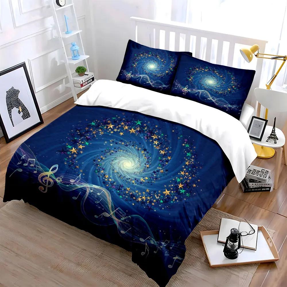 "Starry Sky Music Print Decoration" Soft Comfortable Duvet Cover Bedding Set Included 1*Duvet Cover & 2*Pillowcases gift