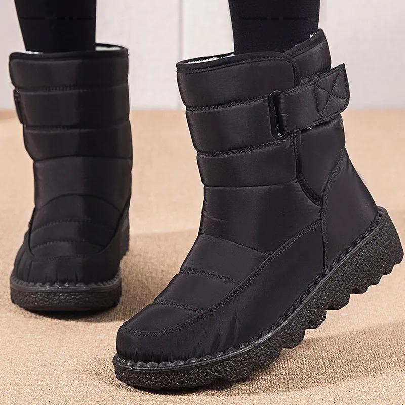 Women Boots 2025 Winter Shoes Woman Waterproof Snow Boots Winter Warm Fur Botas Mujer Korea Style Black Ankle Boots For Women