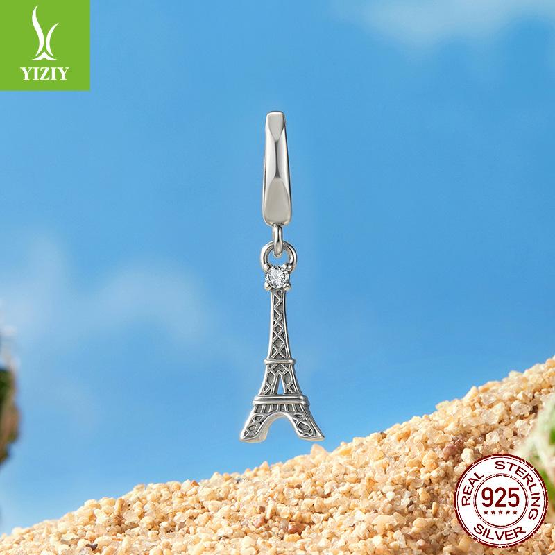 

Open And Close Eiffel Tower Pendant S925 Silver Beaded Diy Bracelet Versatile Bracelet Beads