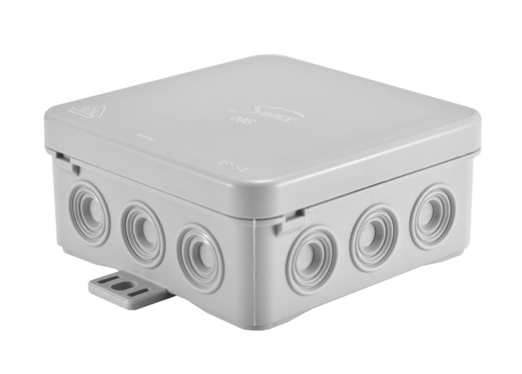 N6 Fastbox wall-mounted installation box 85x85x38mm, self-locking, gray
