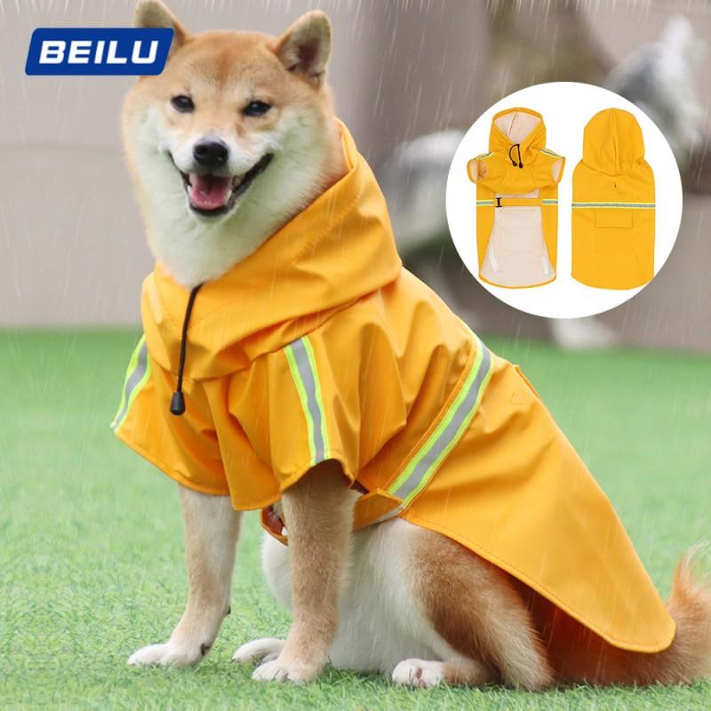 Dog Raincoat Hooded Waterproof Reflective Large Pet Rain Poncho All Weather