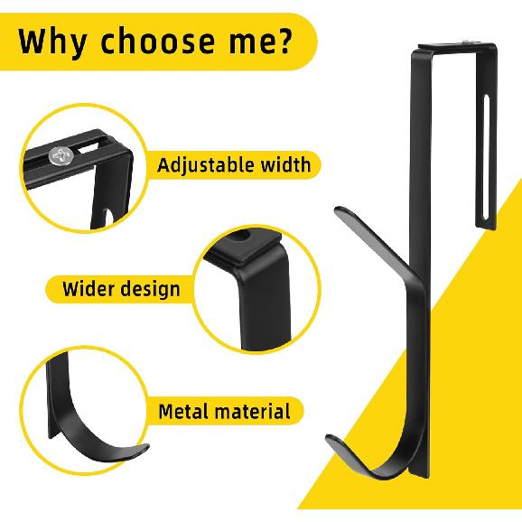 Wehhbtye Adjustable Double Coat Hooks,Thick Cubicle Wall Coat Hook,Metal Over The Panel Double Hook Adjusted to Fit 1.35 to 3.5 Inch Thickness Panels