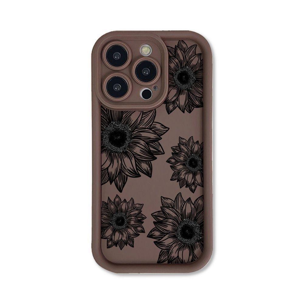 Black Sunflower For iPhone16ProMax Phone Case 14 Apple 13 Scrub 12/15 Premium 11