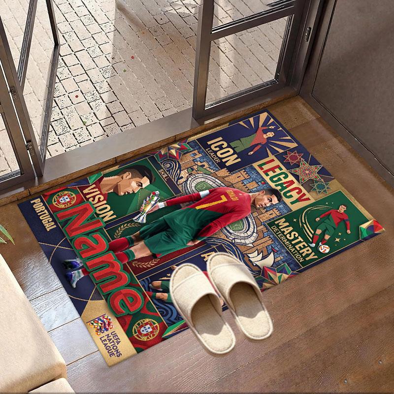 Custom Name Personalized Cristiano Ronaldo Print Carpet, Versatile Home Decor Rug, for Playroom, Apartment, Balcony, Entryway, Hallway Gift