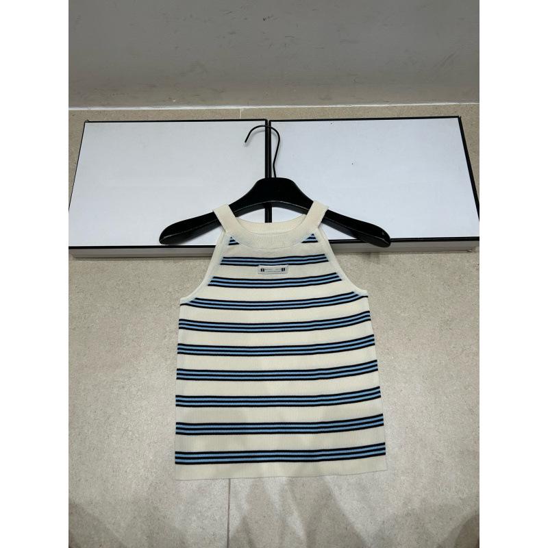 Miu Style Trendy Knit Striped Vest: High-Quality, Slim Fit, Flattering Short Top for Women