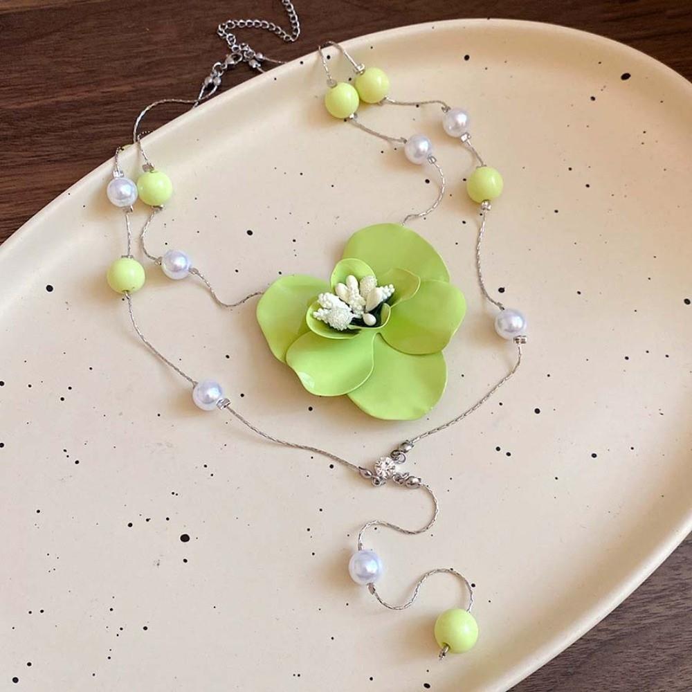 Collier Empilé Orchidée Phalaenopsis de Luxe Pendentif Fleur Exquis Haut de Gamme Polyvalent