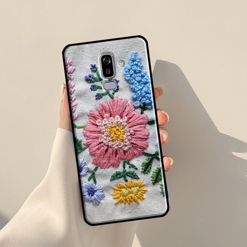 Embroidery Flowers Case For Samsung Galaxy J1 J3 J7 J5 2016 A3 A5 2017 J8 A7 A9 J4 J6 A6 A8 Plus 2018 Cover