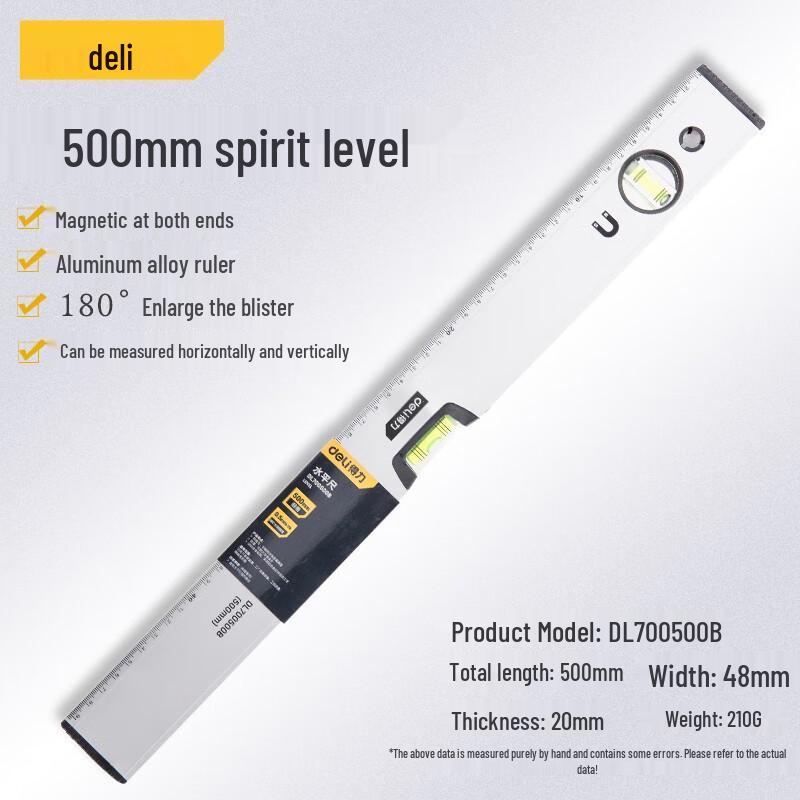 Deli Tools High-Precision Alloy Level Ruler