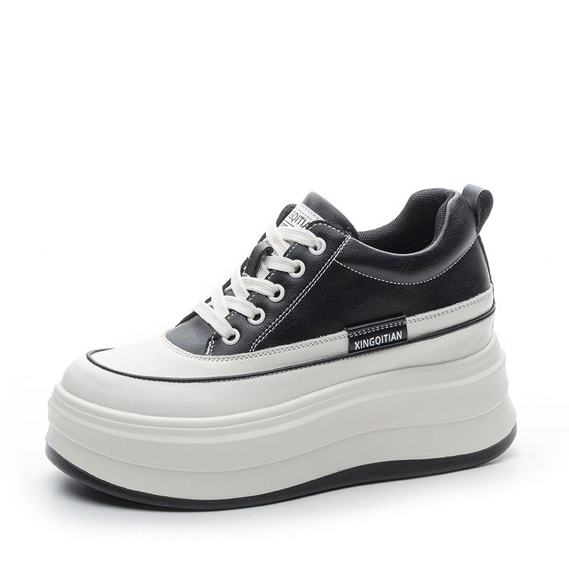 Spring and Autumn Women's Shoes New Wedge Heel Muffin Thick Sole Inner Height Increase Small Casual Single Shoes