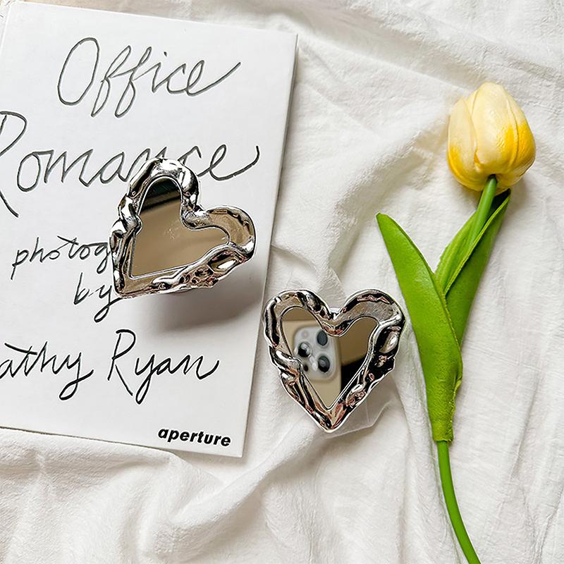 Корейская серебряная ручка-сердце Tok Mirror Роскошный держатель для пальцев Griptok Мобильная подставка Поддержка сотового телефона Аксессуары для смартфонов