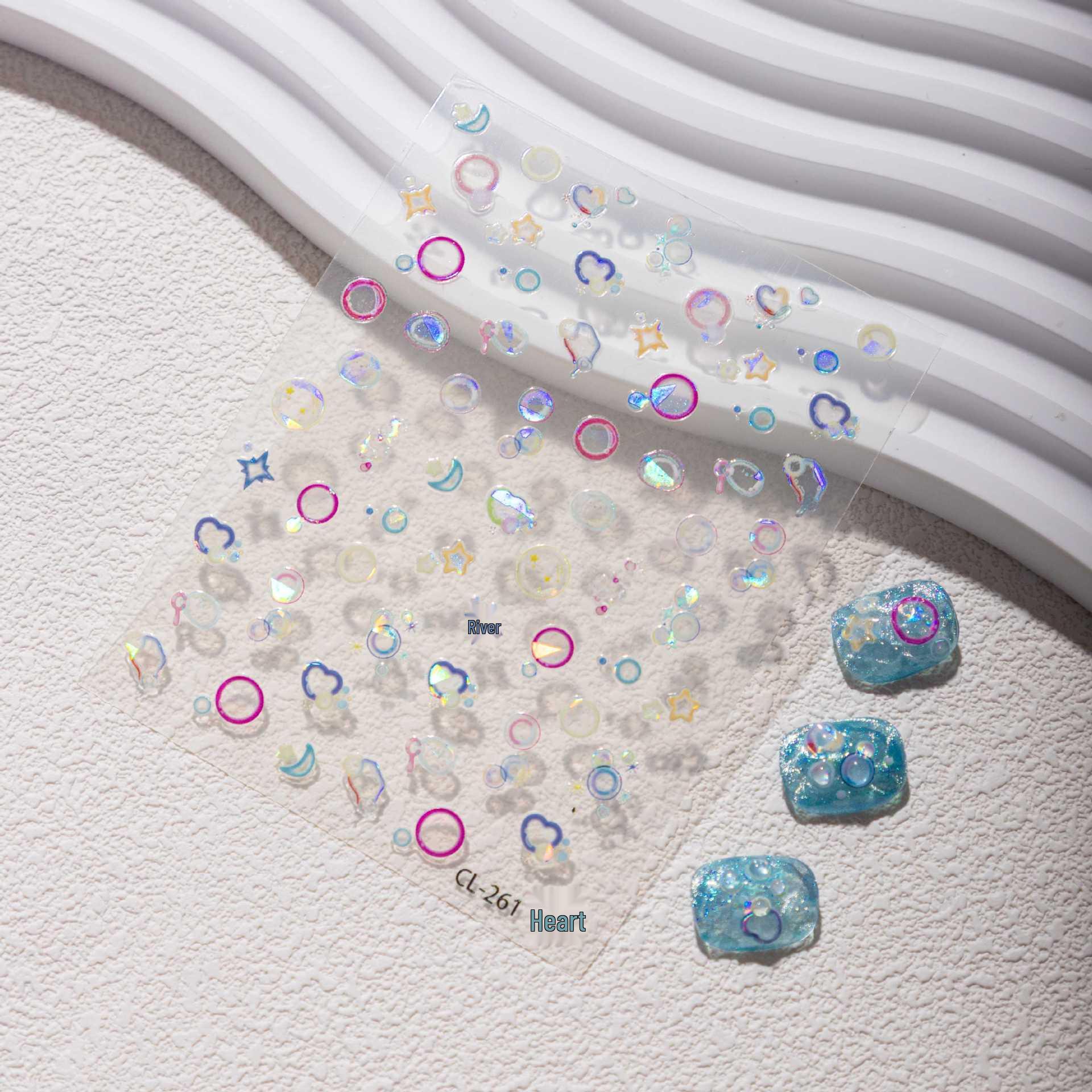 Cyansea 3D переливающиеся наклейки для нейл-арта  Пузыри и Звезды  - Самоклеящиеся желе-украшения CL-261