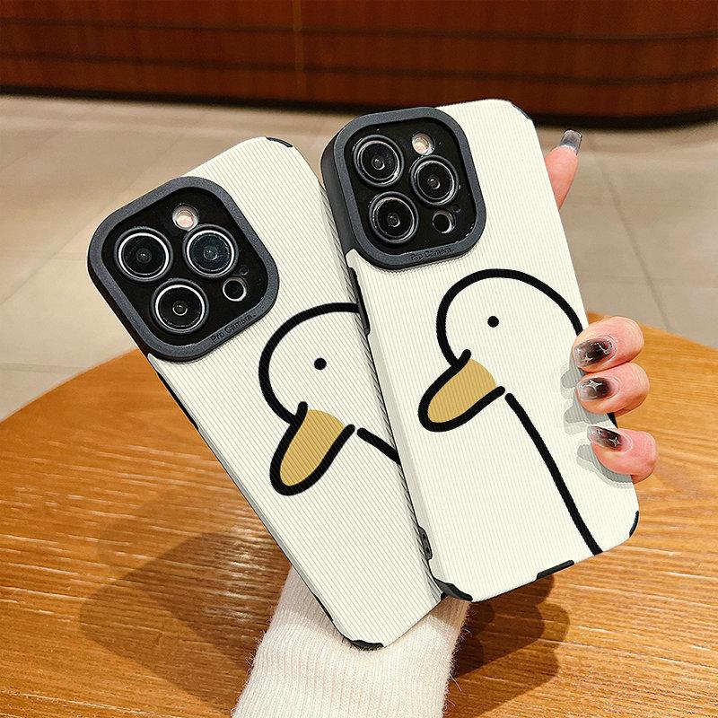 Vertical Leather Shell Silly Goose Printed Patterned Shockproof Soft Silicone Case with Camera Lens Full Protection for IPhone Samsung