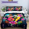 3PC Custom Name Colorful Graffiti Art Bedding Set Printed  Bedding Set Duvet Cover Closure Includes 1 Duvet Cover & 207 Pillowcases for Bedroom