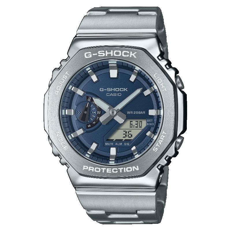 Casio G-SHOCK Men s Stainless Steel 200M Water Resistant Analog Shock Resistant Quartz Watch GM-2110D-2B синий