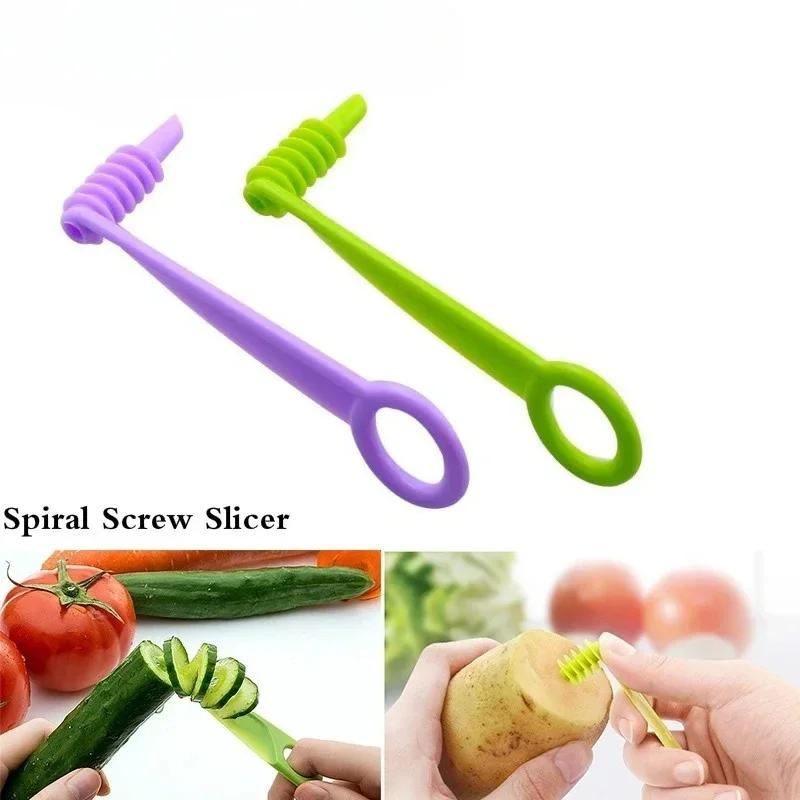 SpiralSlicer Blade Hand Slicer Cutter 10*4cm Cucumber Carrot Potato Vegetables Spirals Knife Kitchen Tool Random Color