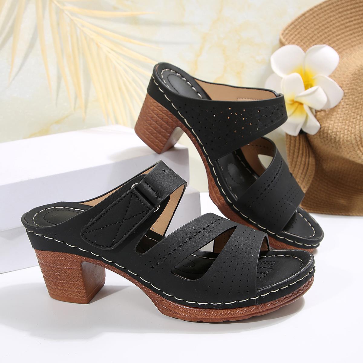 Casual Wedge Heel Women s Shoes, Thick-soled Slippers 36 чёрный