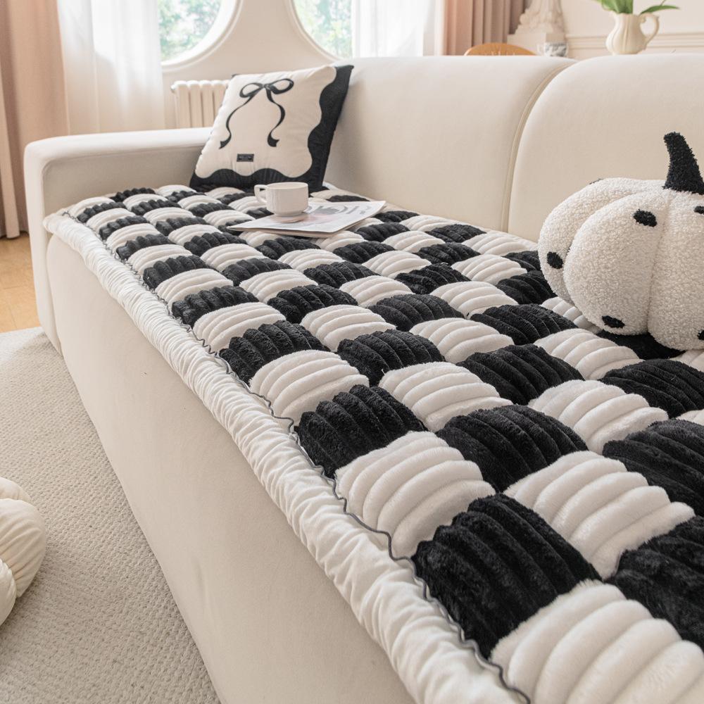 

Фланелевая подушка для дивана Новая осень и зима Прямая цельная Нескользящая Утолщенная накладка на сиденье Чехол Ткань Полотенце 70X150cm чёрный