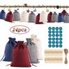 Christmas Pattern Candy Bag 1-24 Advent Calendar Bundle Cotton Linen Gift Bag