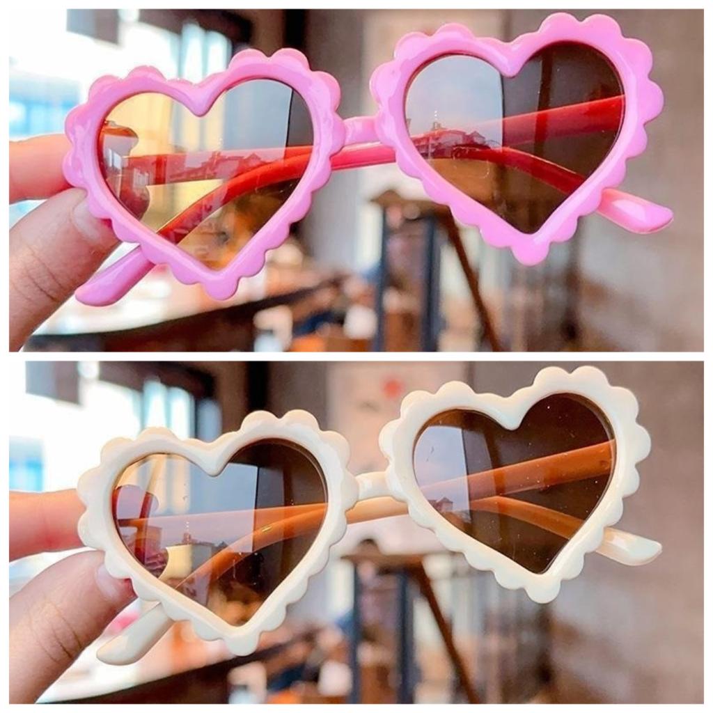 2pcs Ins Korean Children's Concave Shape All-match Love Sunglasses For Boys And Girls Anti-uv Glasses Internet Sunglasses