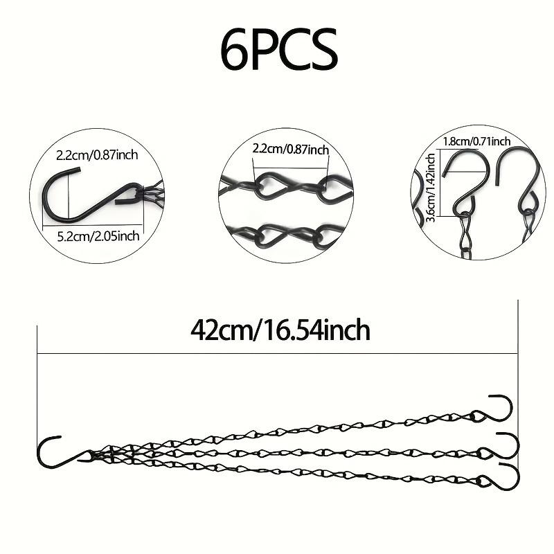 6-Pack Black Iron Hanging Basket Chains with Hooks Multifunctional Metal Chain Hooks for Garden Pots and Baskets DIY Bird Feeder