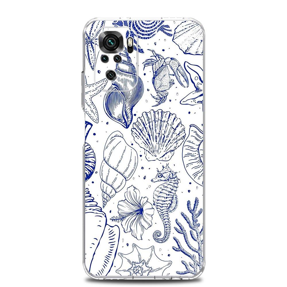 Phone Case For Xiaomi Redmi Note 14 13 12 4G 9S 9 10 11 Pro Plus 5G 14C 13C 12C 10C 9A Clear Soft TPU Cover Blue Ocean Animals