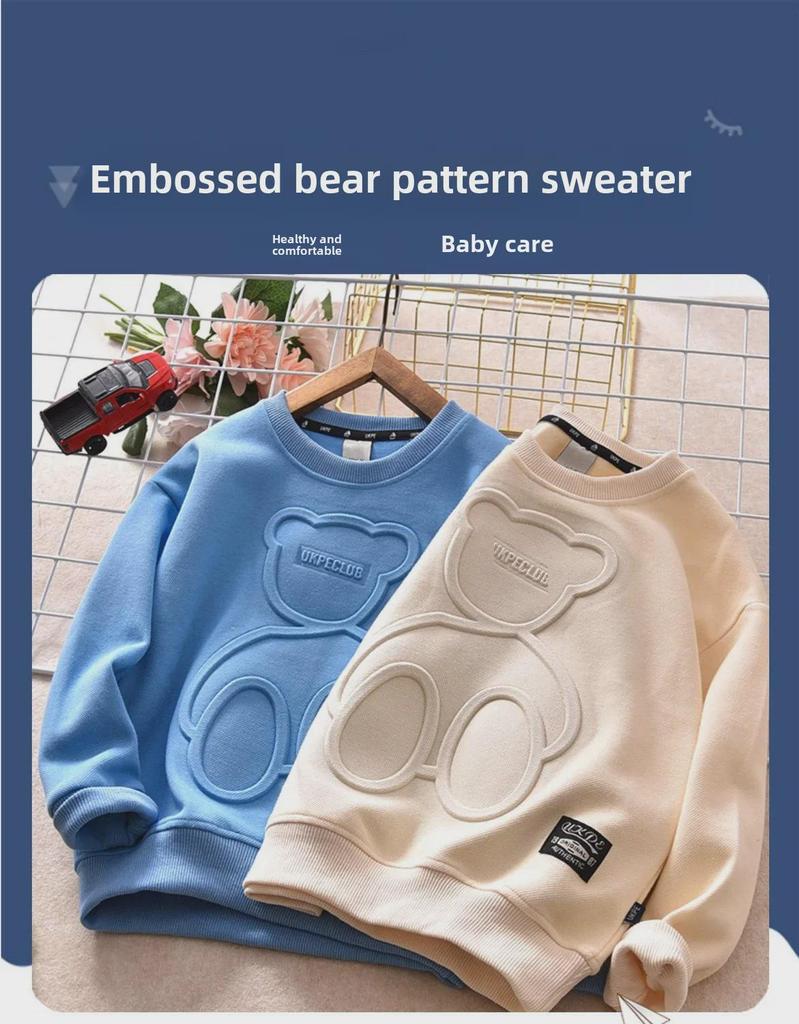 Frühlings- & Herbst-Langarm-T-Shirts für Jungen - Geprägter Bär Dünner Pullover für Kinder