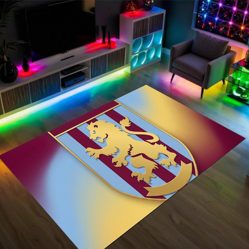Aston Villa Football Design Crystal Velvet Carpet Cozy Non?Slip Printed Rug For Bedroom Living Room Entrance