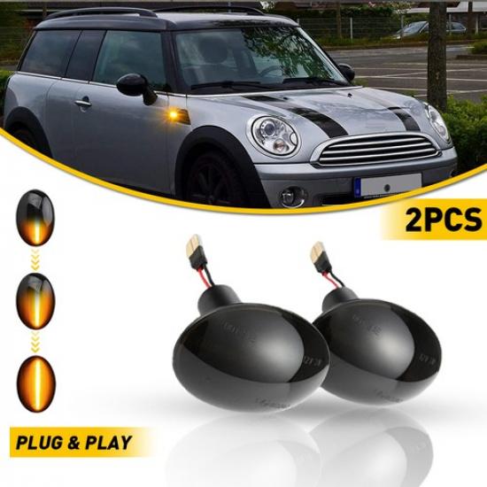 

2X LED Side Marker Turn Signal Light Flowing Fit Mini Cooper R55 R56 R57 R58 R59