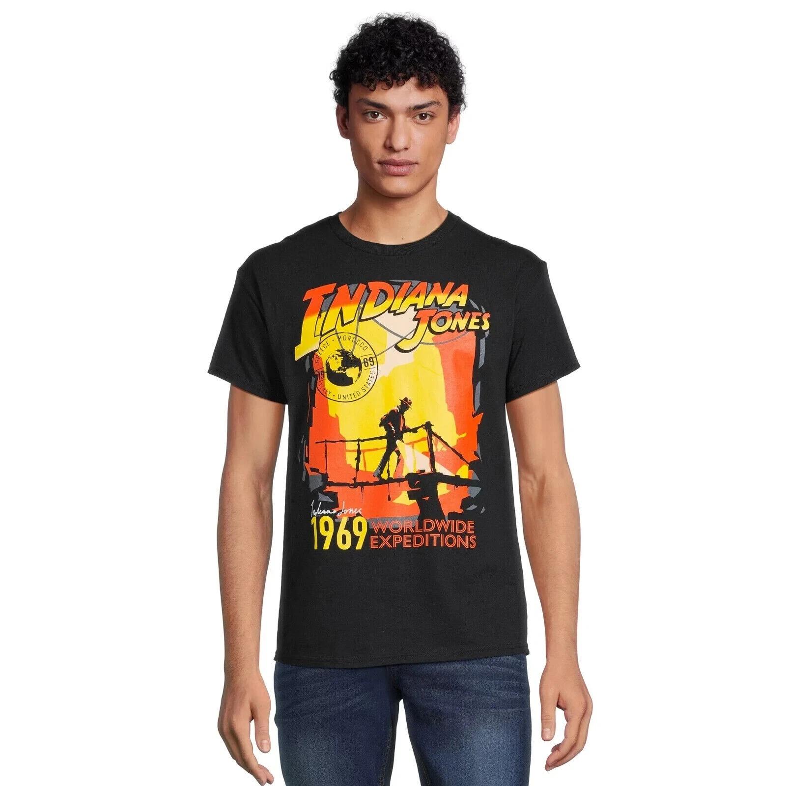 

Indiana Jones Mens Worldwide Expeditions 1969 Black Shirt New S-5XL XL
