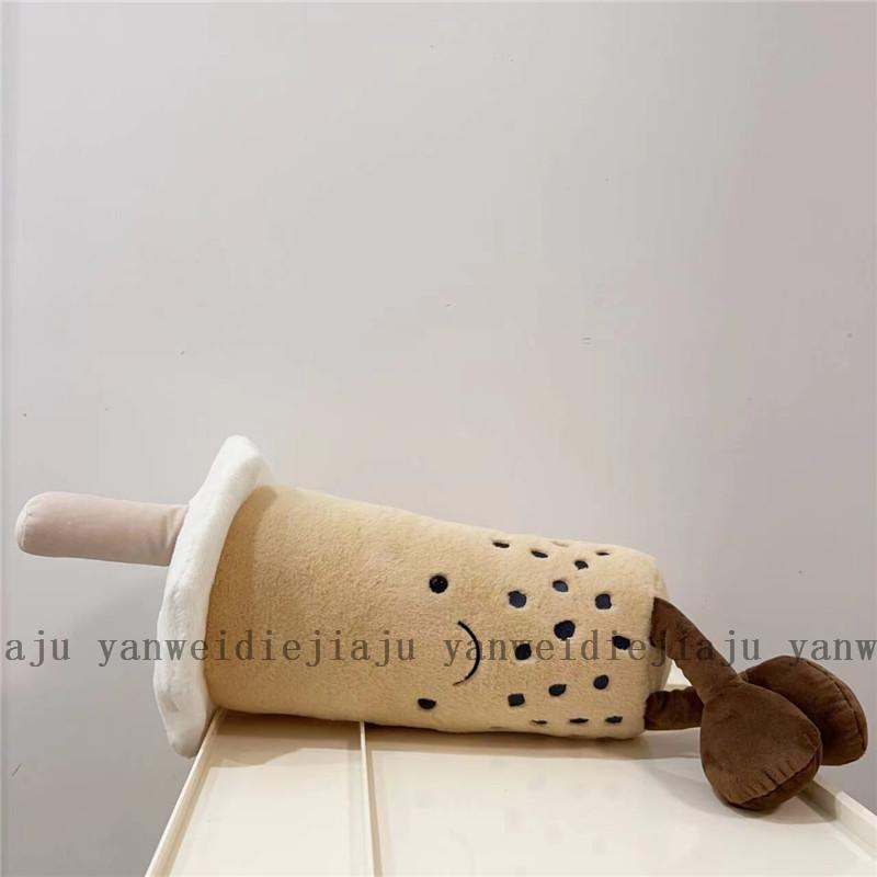 Soft Pillow Fluffy With Cartoon Milk Tea Cup Pattern For Bedroom Decor