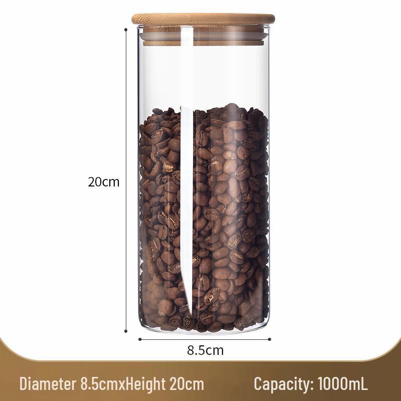 Transparent High Borosilicate Glass Jar with Bamboo Lid for Storage of Nuts, Snacks, or Tea