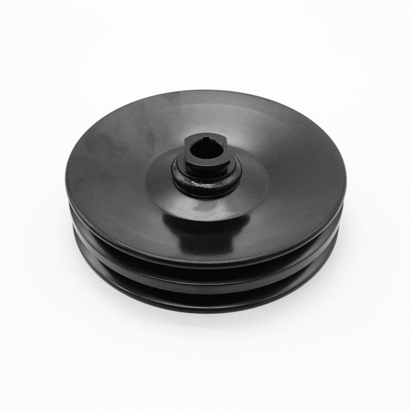 Black Double Groove Power Steering Pump Pulley Key Way Parts For GM SBC BBC Chevy 350 454