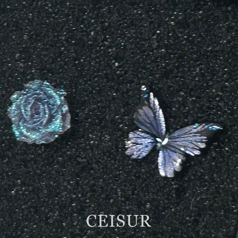 

Super Fairy Blue Butterfly Rose Stud Earrings for Women 2025 New Arrival Hot-Selling Earrings Light Luxury Minority Fancy Easiest for Match Earrings Butterfly Rose Earrings [with exquisite gift box]]