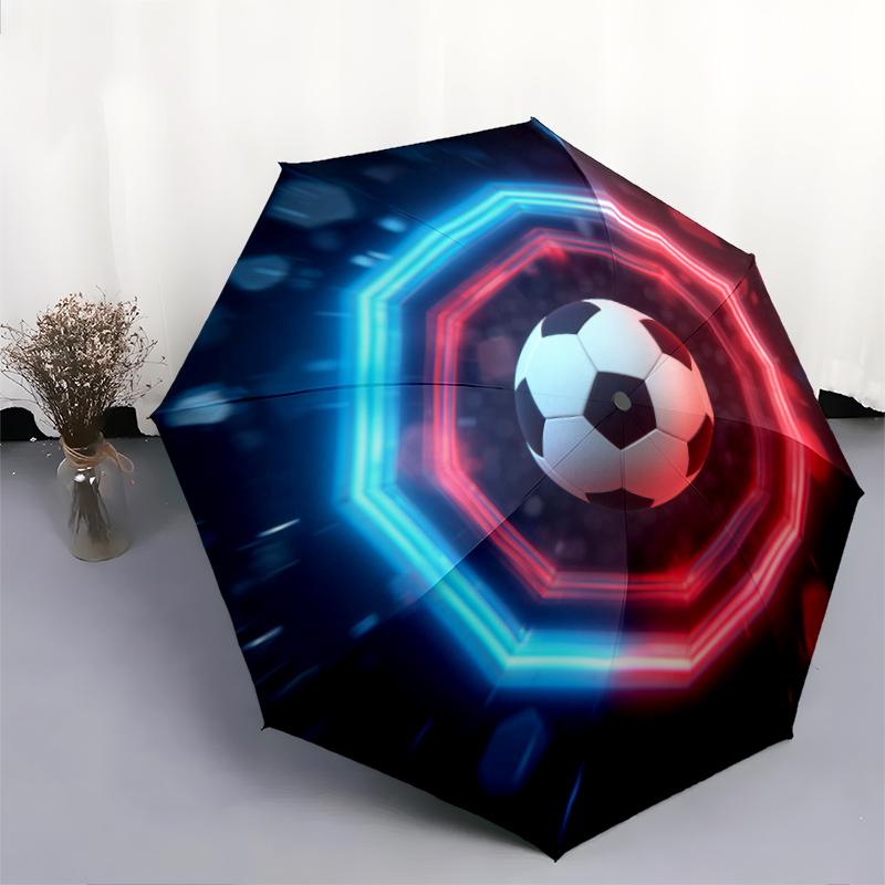 1 PC Automatic Folding Umbrella - Football Pattern, Portable & Foldable Design with 8 Ribs, Christmas Birthday Gifts