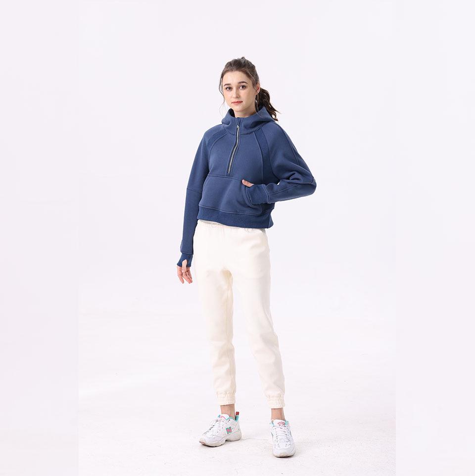 SWIFT SPEED Damen Slim Fit Fleece Yoga & Fitness Half-Zip Hoodie