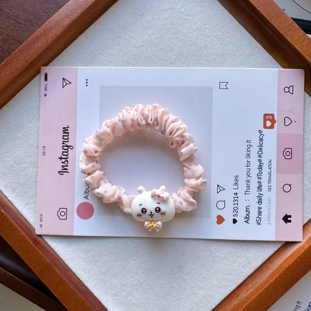 Cartoon Cute Chiikawa Hachi Hair Tie - Elastic Hair Band with Girlish Charm and Small Intestine Design.