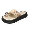 New toe slippers women's summer wear fashion muffin thick-bottomed rhinestones with skirt beach cool slippers
