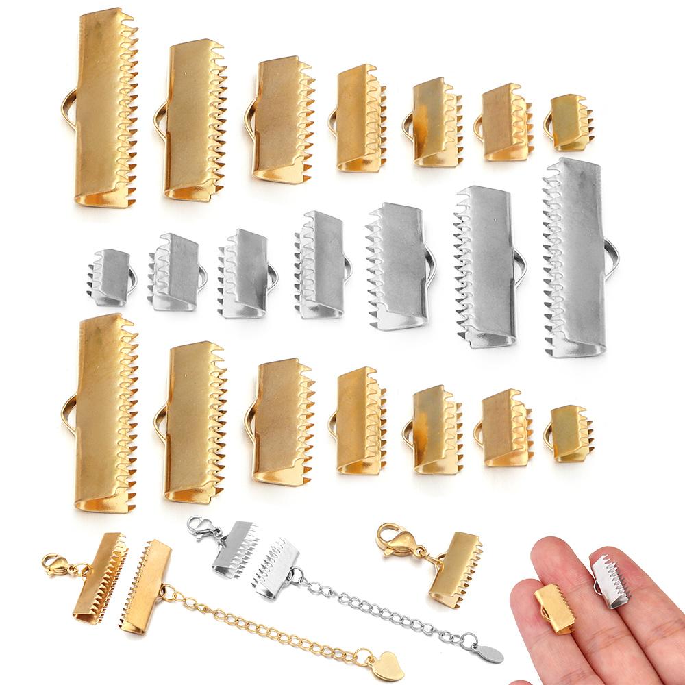 10-20pcs Stainless Steel Cove Clasps Cord End Caps String Ribbon Leather Clip DIY Jewelry Making Supplies for Necklace Bracelet