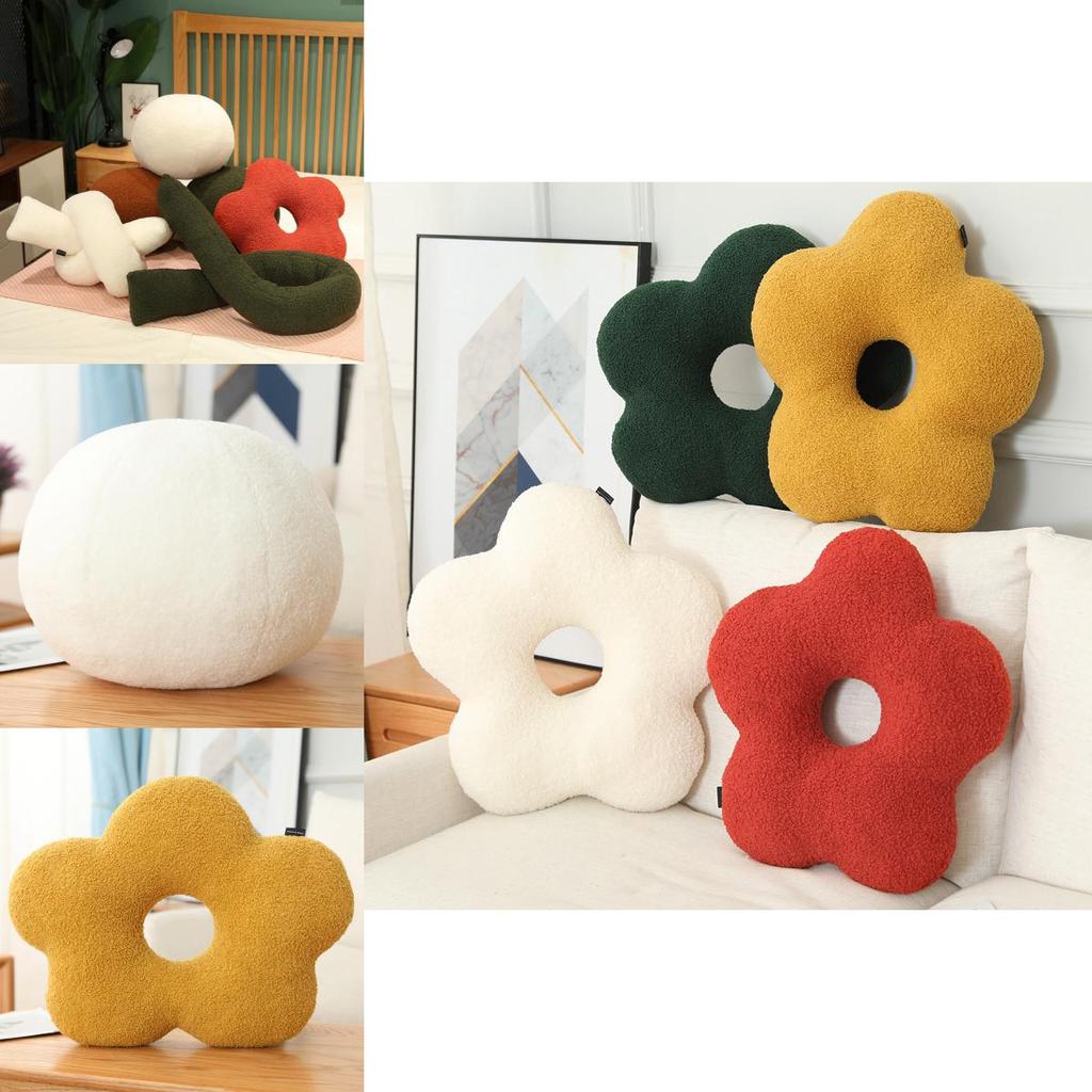 Elegant Embroidered Floral Cushion Pillow With Plush Cover For Sofa Bed Accessories