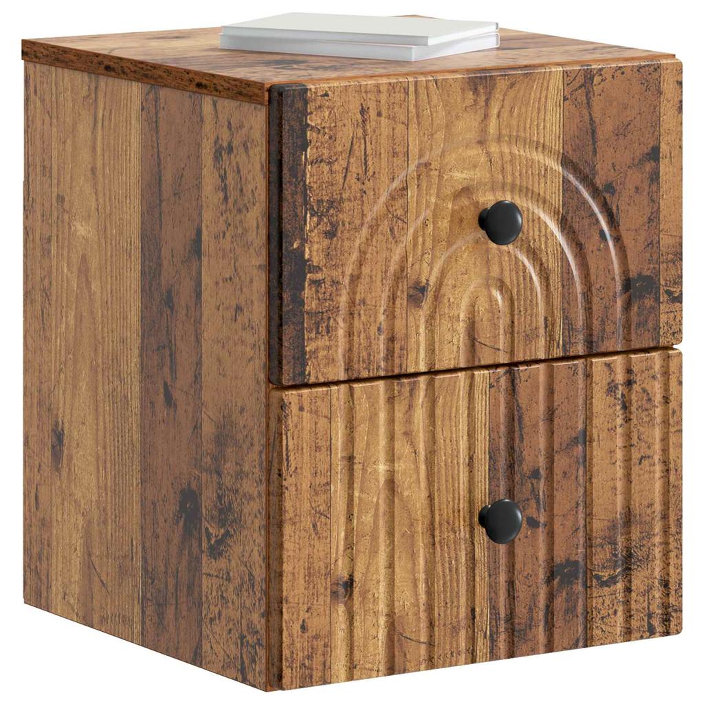 Wall Mounted Nightstand Reclaimed Wood Look 33 x 34.5 x 40 cm