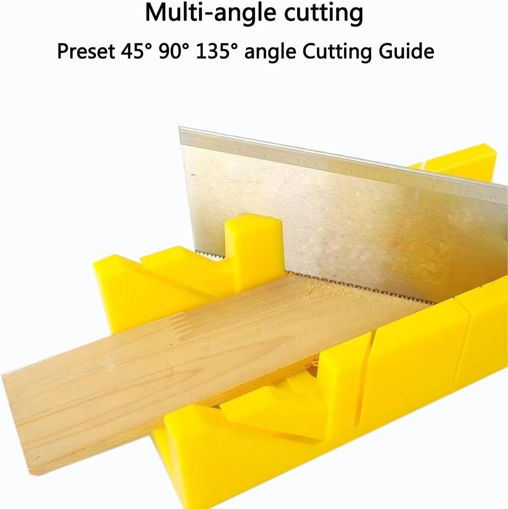 12-Inch High Impact Plastic Miter Box with Versatile Cutting Angles and Ruler Scale