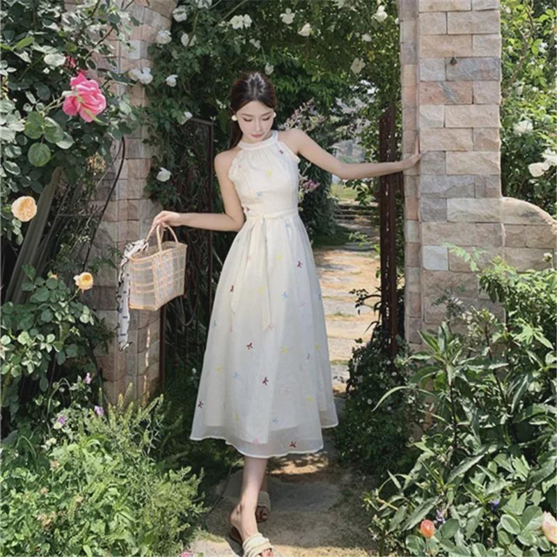 Fustă Lungă Florală Zeiță Franceză Talie: Rochie de vară dulce și elegantă pentru vacanță