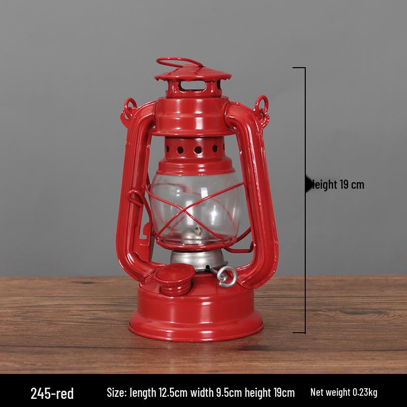 Vintage Wrought Iron Kerosene Hurricane Lamp - Nostalgic Camping Decor & Photography Prop