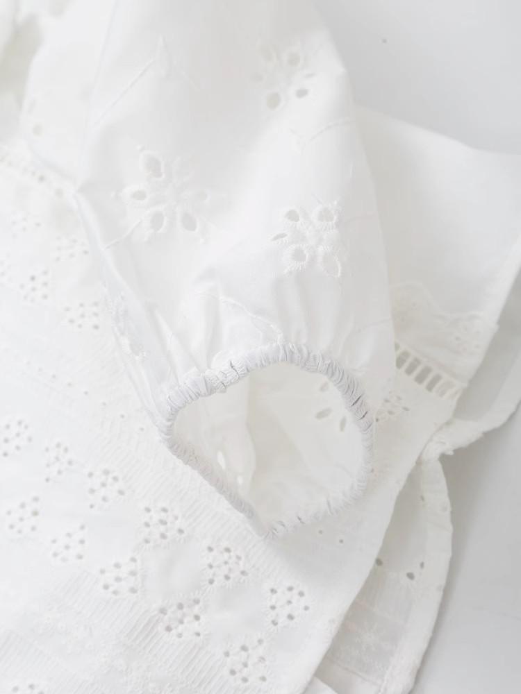 Spring 2025 European & American Style Women's Casual Hollow Embroidery Shirt