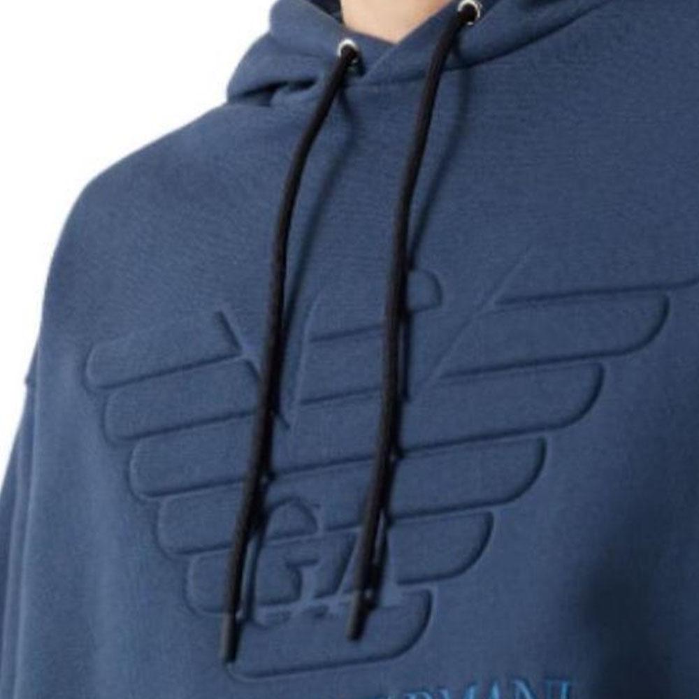 Emporio Armani Logo Print Loose Fit Long Sleeve Hoodie Men hoodies Navy-Blue 3R1M7Q-1JWEZ-0922