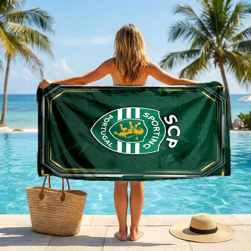 Asciugamano da Spiaggia Sporting CP FC Stampa Asciugatura Rapida Microfibra Assorbente Portatile da Viaggio Asciugamano da Nuoto
