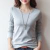 Round Neck Solid Color Long Sleeved Women's T-shirt