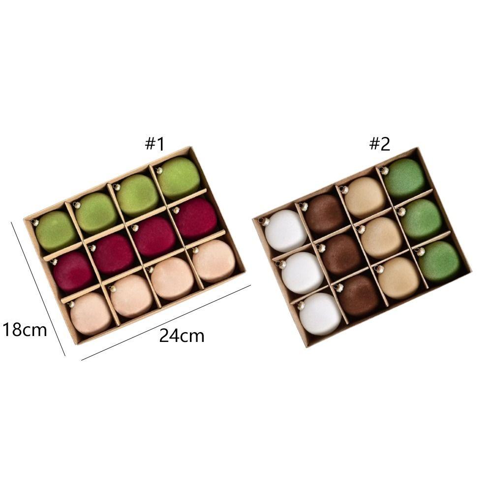 12pcs 6CM Flocked Christmas Ball Pendant Colorful Xmas Tree Ornaments  Wedding Birthday Ornaments