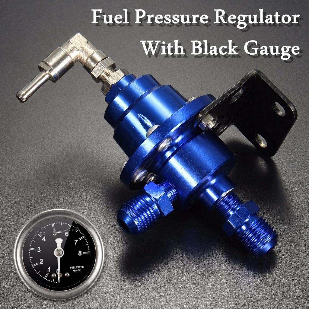 Aluminum Adjustable Auto Car Fuel Pressure Regulator Gauge Fitting Kit Blue Aluminum Adjustable Auto Car Fuel Pressure Regulator Gauge Fitting Kit Blue